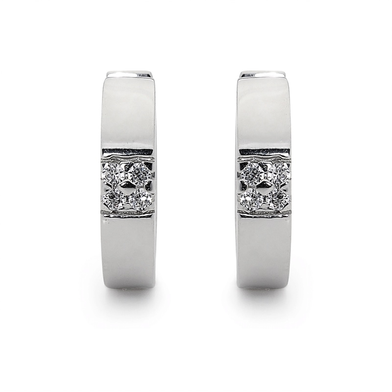 Silver Huggie Earrings with a Touch of Glitter