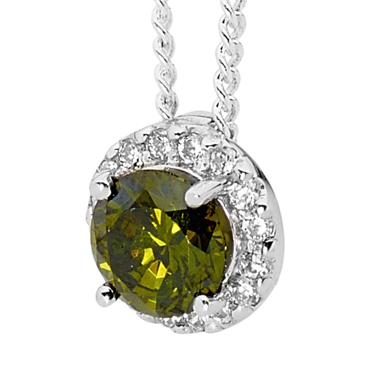 Peridot Coloured Cubic Zirconia Pendant