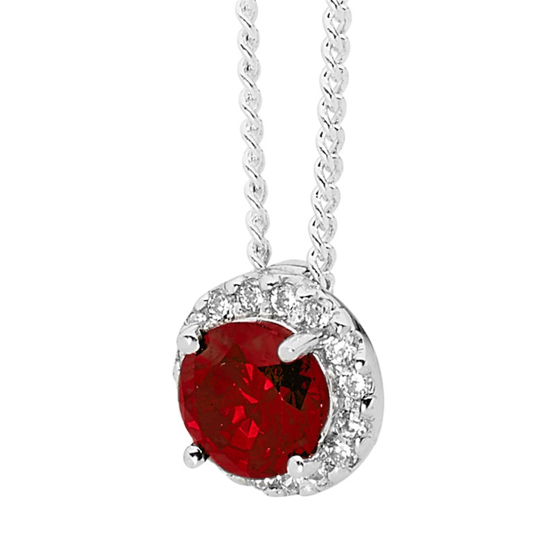 Silver Pendant with Garnet and CZ