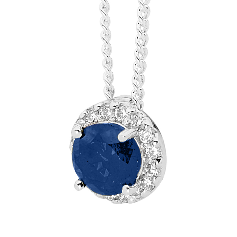 Sterling Silver Pendant with Sapphire