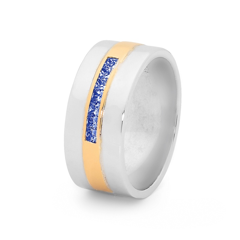 Mens Dress Ring with Gold Inlay