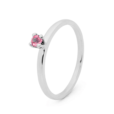 Mix &amp; Match Silver Ring with Pink CZ