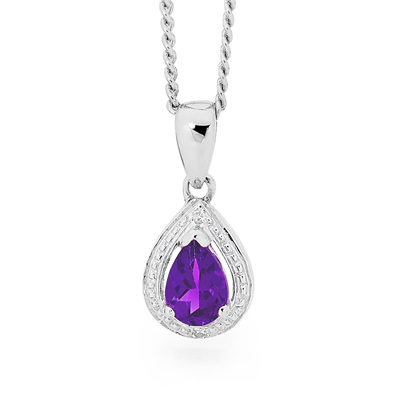 Silver Pendant with Teardrop Amethyst