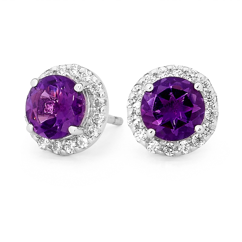 Amethyst and Zirconia Dress Earrings