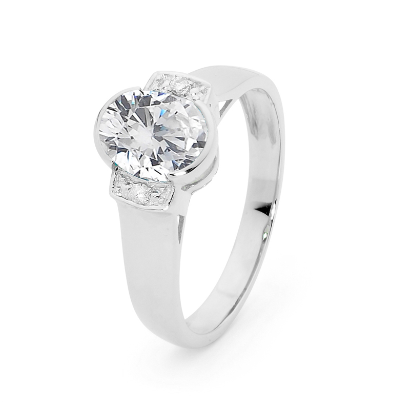 Silver Ring with Oval Zirconia