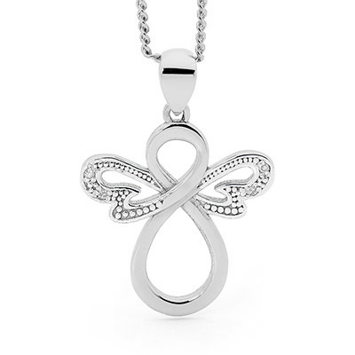 Silver Angel Pendant with CZ