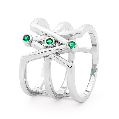 Silver Ring with Created Emerald