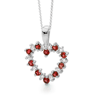 20 Stone Heart Pendant with Rubies