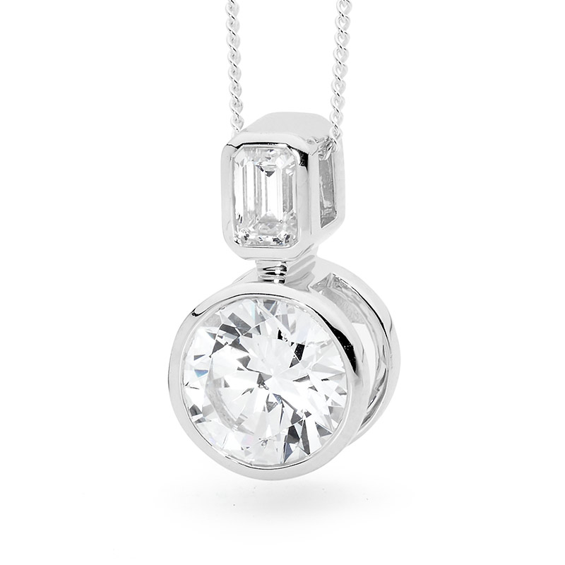 Heavy Sterling Silver Pendant with 10 mm CZ