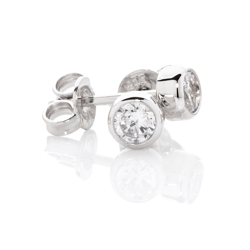 Sterling Silver Ear Studs with 3.0 mm CZ