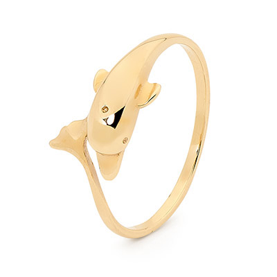 Gold Ring - Playful Dolphin