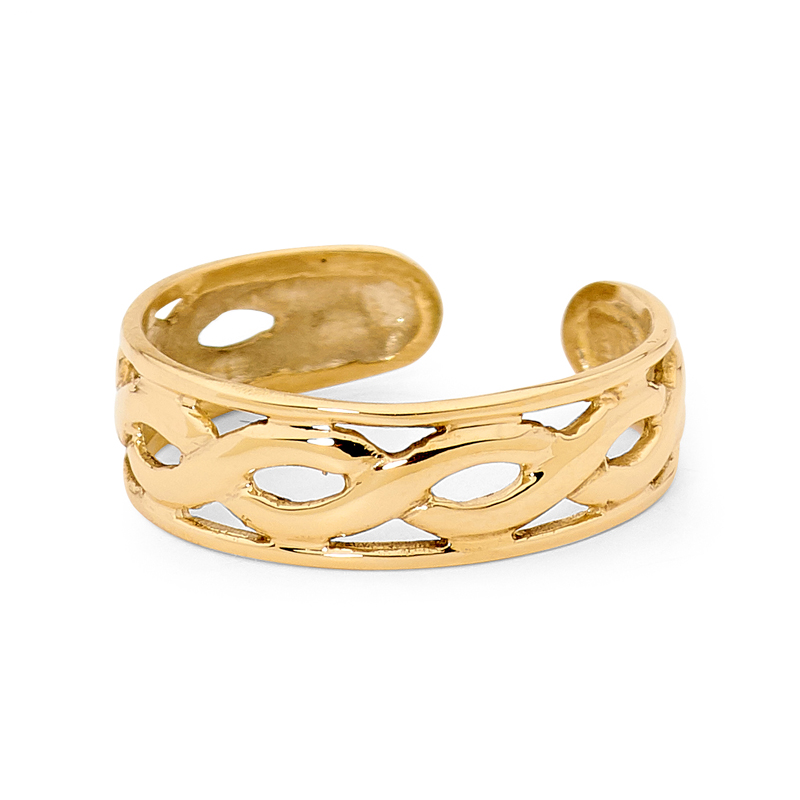 Gold Toe Ring with Plait
