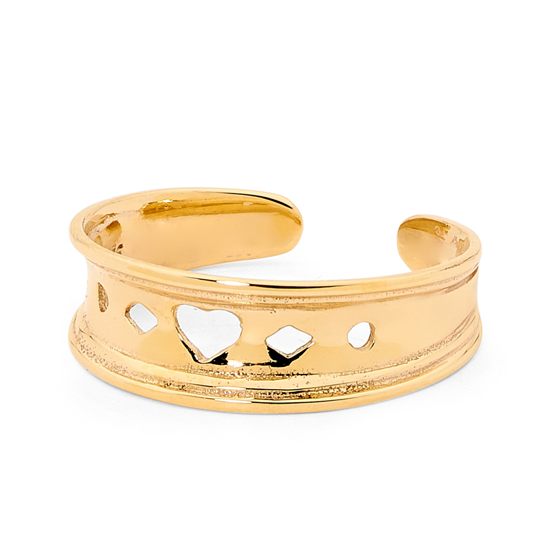 Gold Toe ring with heart pattern