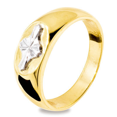 Mens Gold Band with Star Pattern