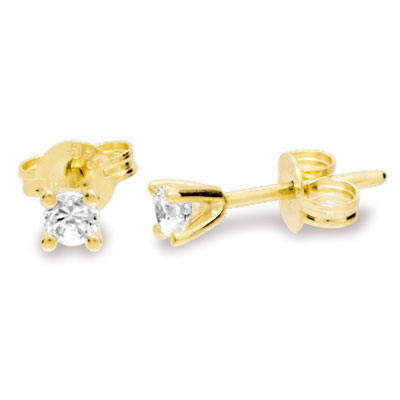 Cubic Zirconia Stud Earrings - 3.0 mm