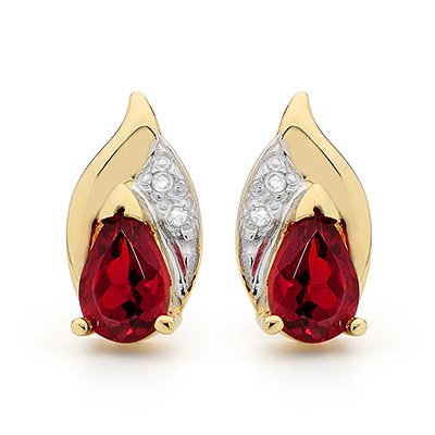 Ruby and Diamond Petal Earrings