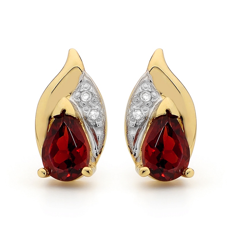 Garnet and Diamond Petal Earrings