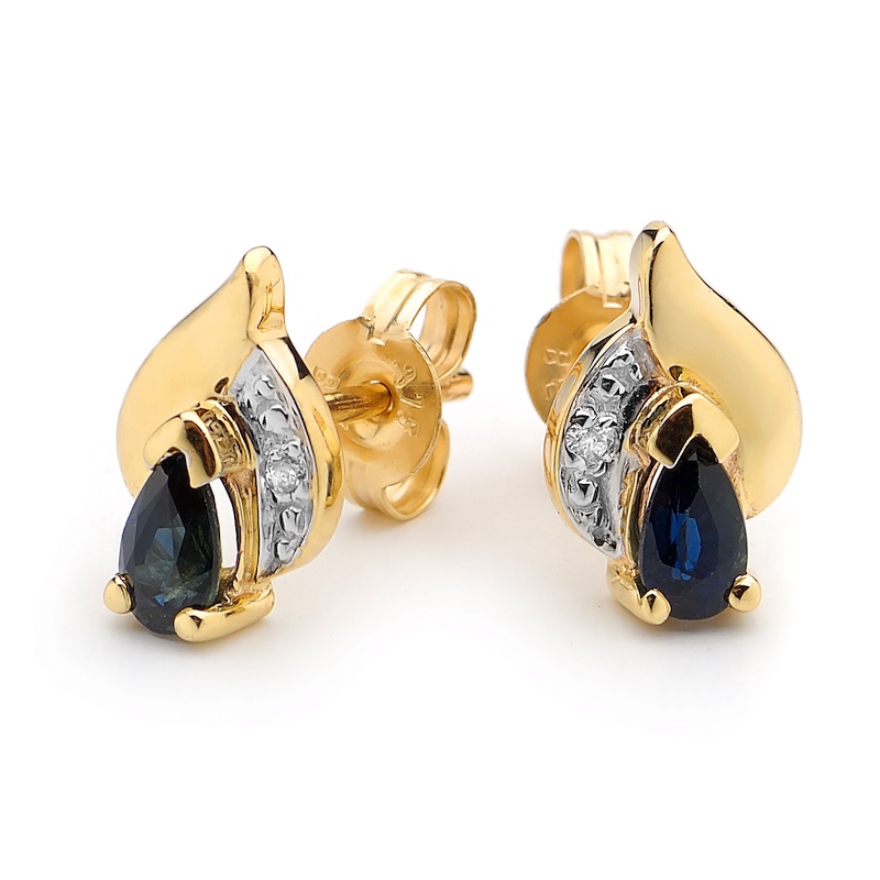 Sapphire and Diamond Petal Studs