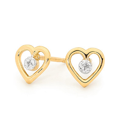 Diamond set Heart Studs