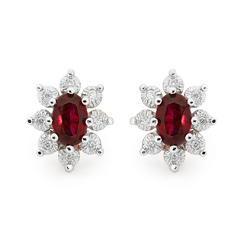 Earrings Ruby cluster 9 ct.gold
