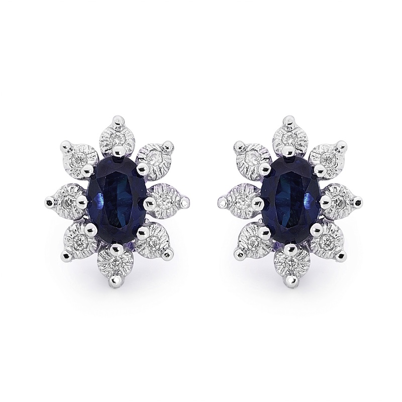 Australian Sapphire and Diamond Earrings