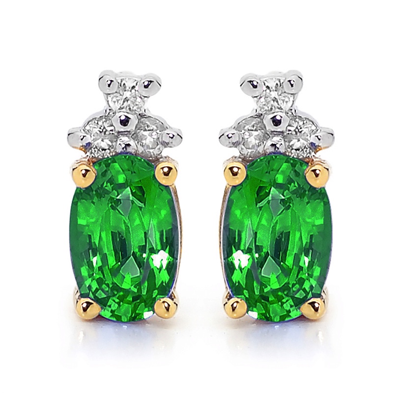 Created Emerald and Diamond Earrings