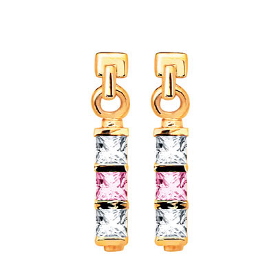 Pink and White Zirconia Earrings