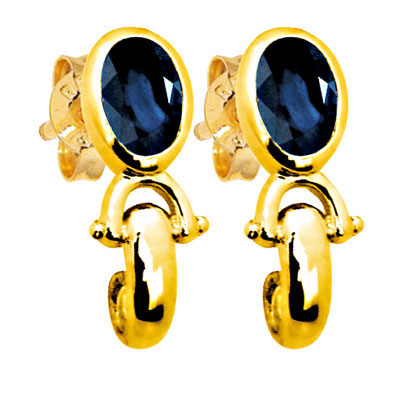 Sapphire and Gold Stud Earrings