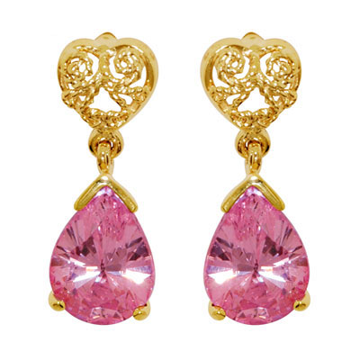 Pink Zirconia Drop Earrings