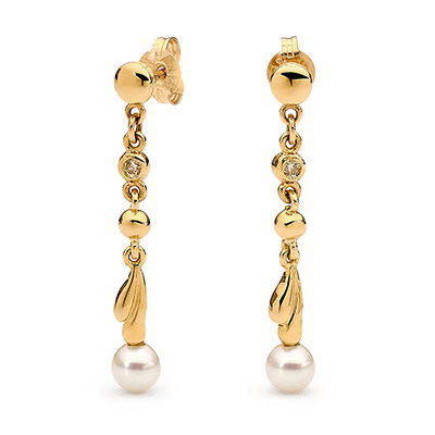 Pearl and Diamond Drop Earrings