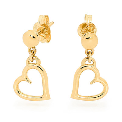 Cute 9 ct. gold heart earrings