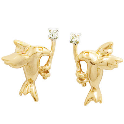 Diamond Set Earrings "Peace Dove"