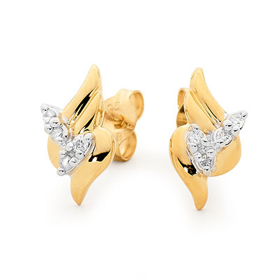 Diamond Set Petal Style Earrings