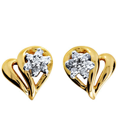 Diamond Heart Cluster Earrings