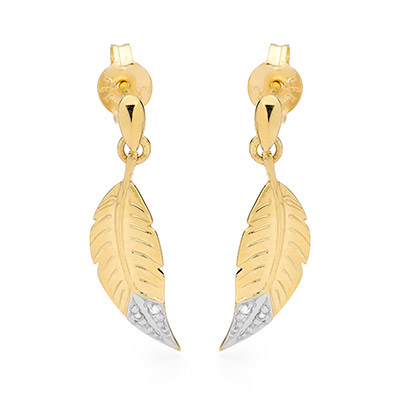 9 ct. gold feather design earrings