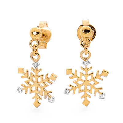 Diamond Set Snowflake Earrings