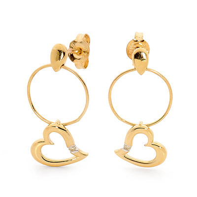 Hoop and Heart Earrings with Diamond