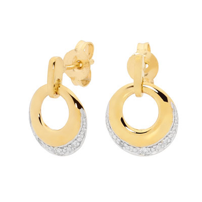 Gold and Diamond Circle Earrings