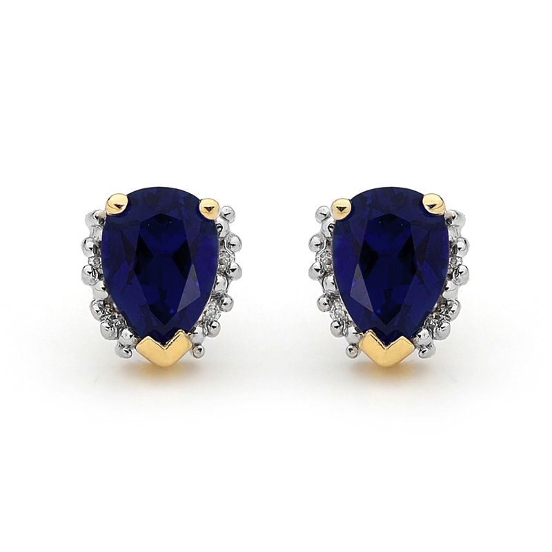 Sapphire and Diamond Stud Earrings