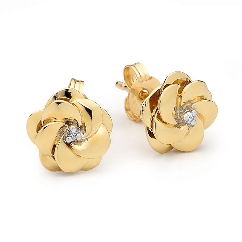 Diamond Set Camelia Earrings