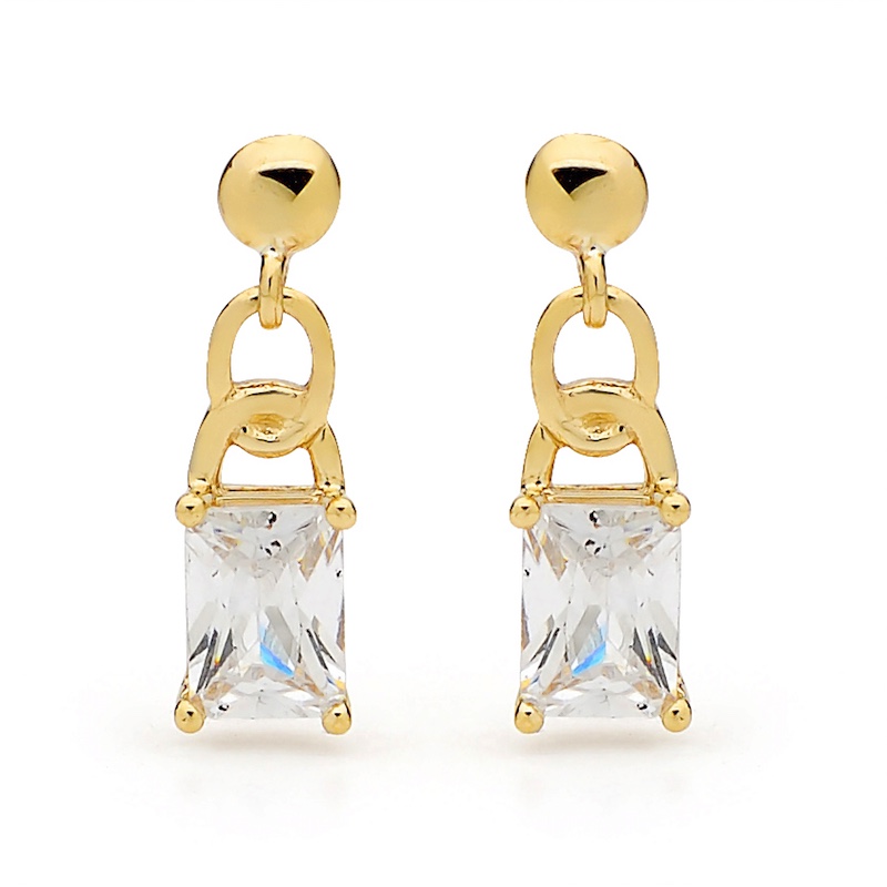 Link Style Zirconia Drop Earrings