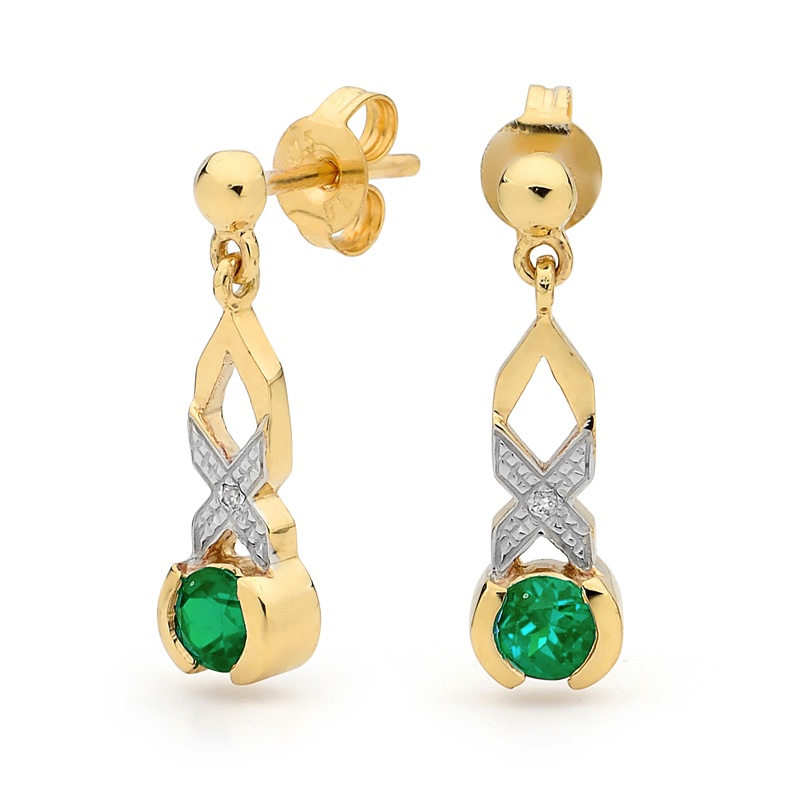 Emerald an diamond Kiss Hug Earrings