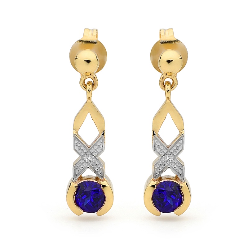 Kiss Hug Earrings with Sapphire and Diamond