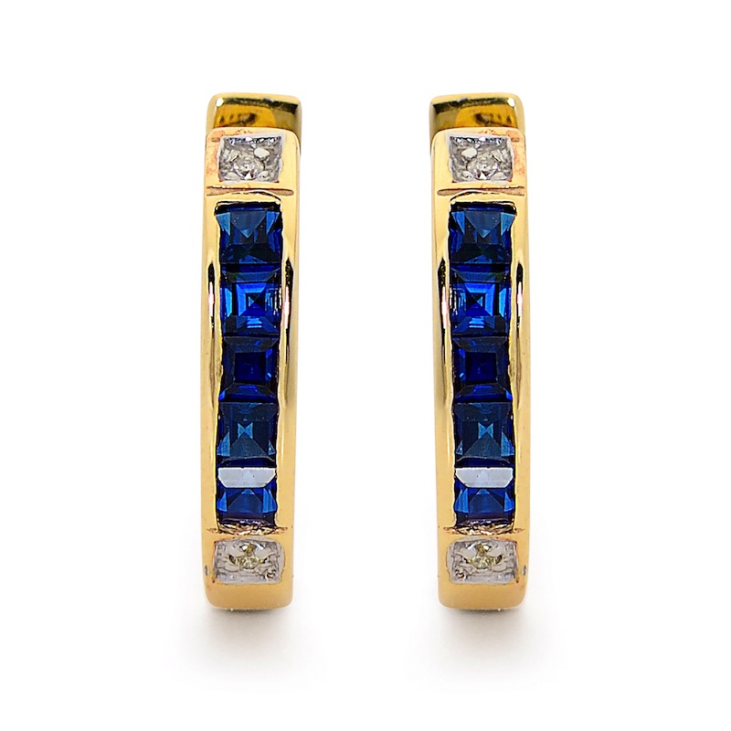 Sapphire and Diamond Huggie Earrings