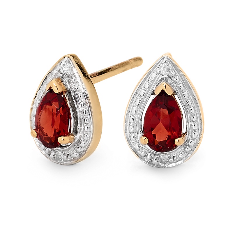 Teardrop garnet and Diamond Earrings