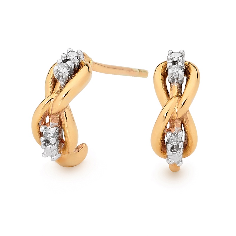 Gold and Diamond Knot Earrings