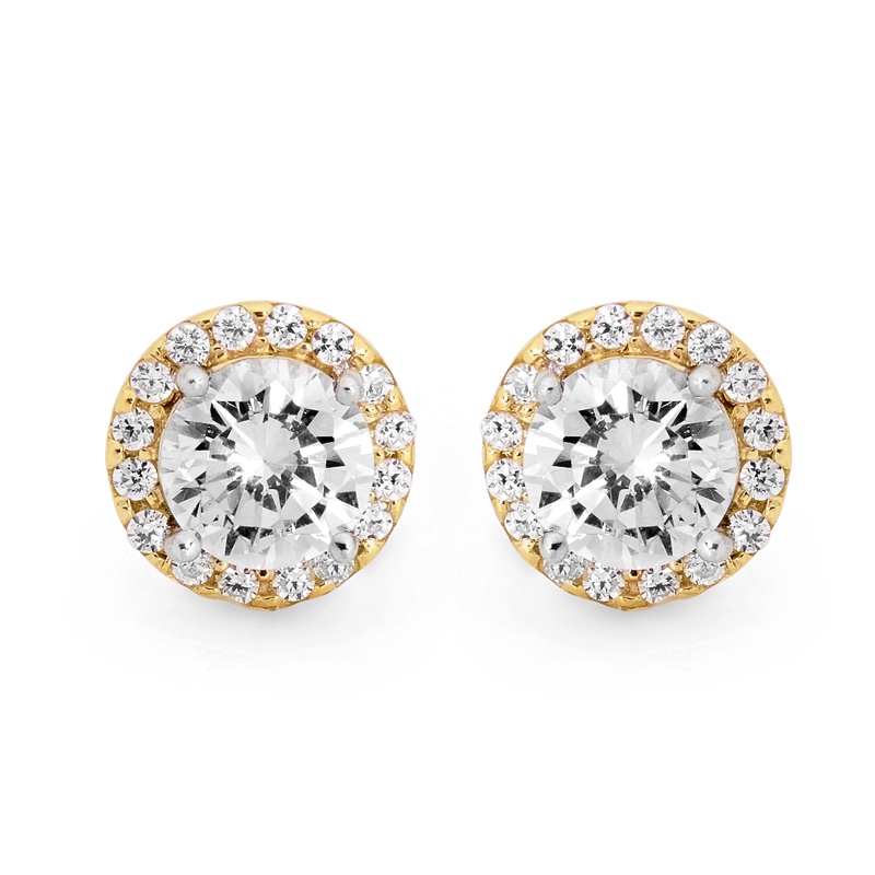 Cubic Zirconia Halo Earrings