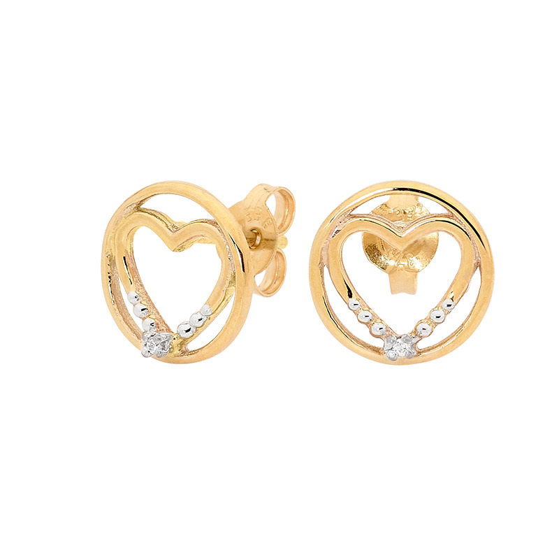 Heart in Circle Earrings with Diamond - E08