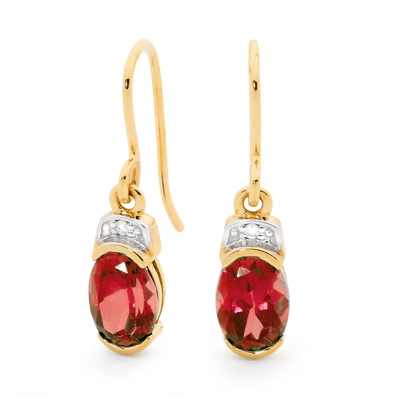 Created Ruby and Diamond Hook Earrings