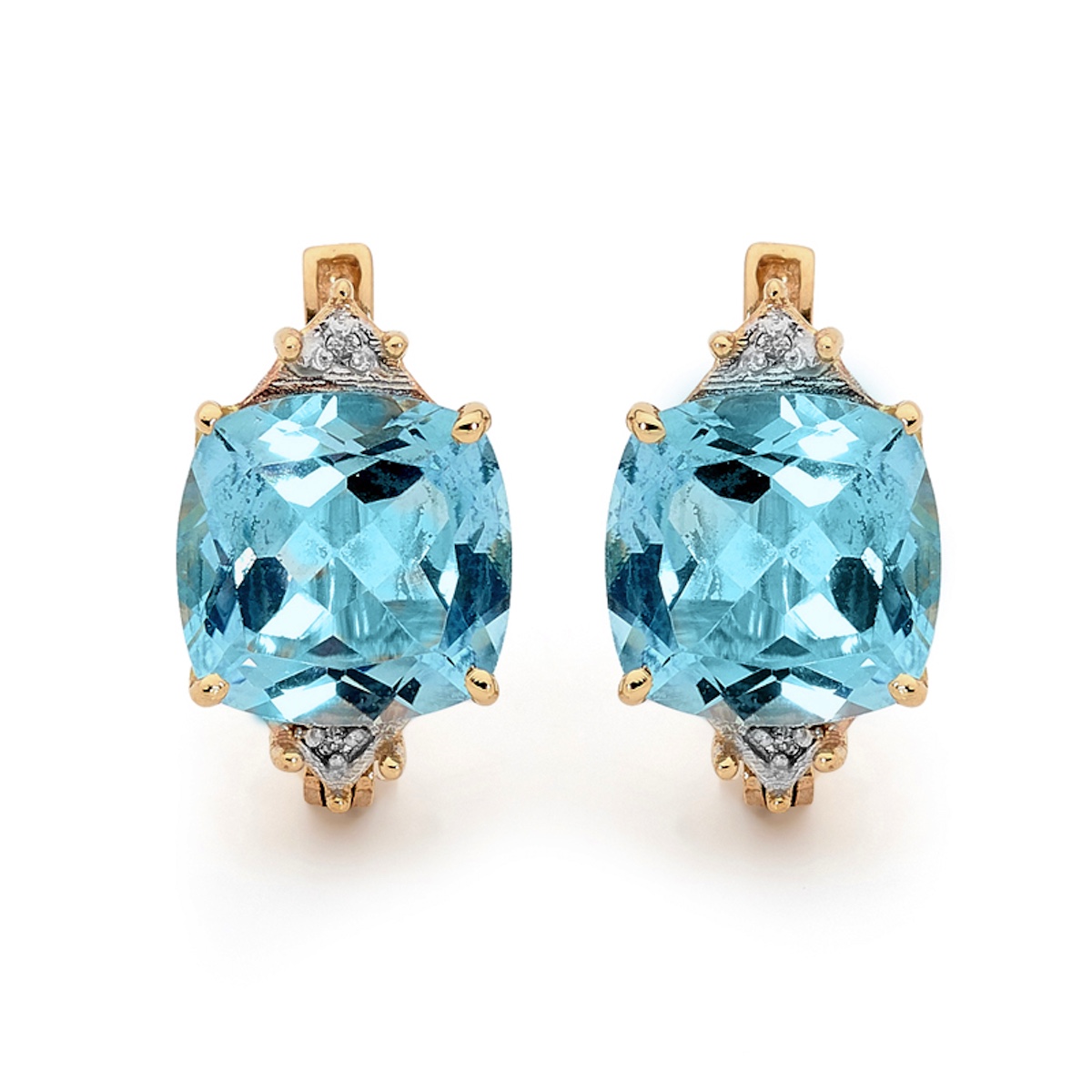 Blue Topaz and Diamond Earstuds with Clip